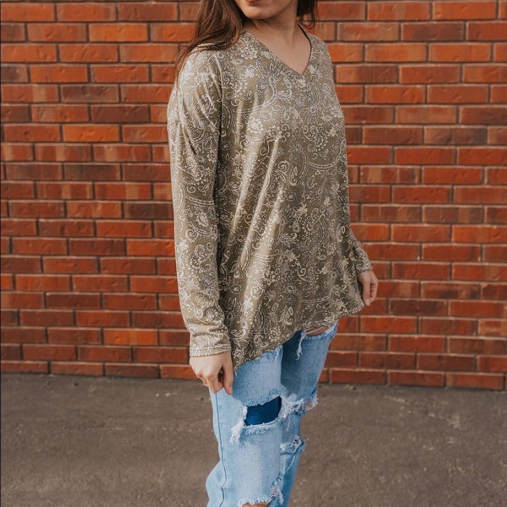 Sew In Love Olive Floral Top